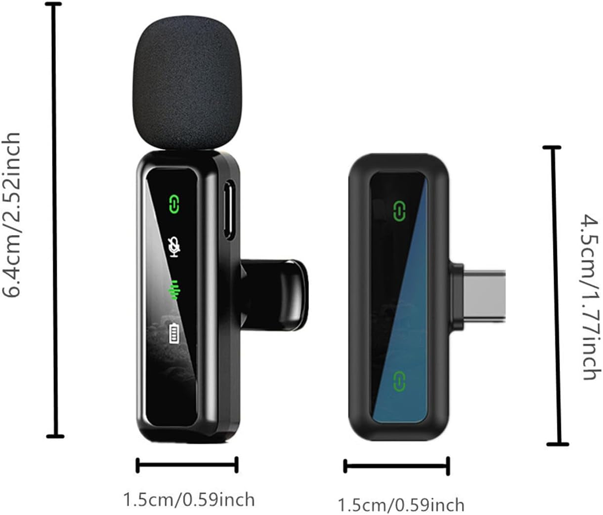 Wireless Lavalier Microphone for Iphone - Ipad, Android Phone Computer, Mini Microphone for Live Streaming, Video Recording, Outdoor or Indoor Interviews, Youtube, Tiktok, Vlog (Black)