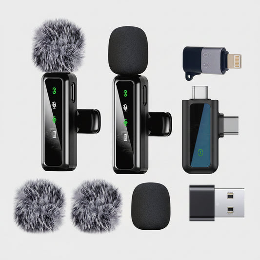 Black Wireless Lavalier Clip-on Microphone with Receiver
