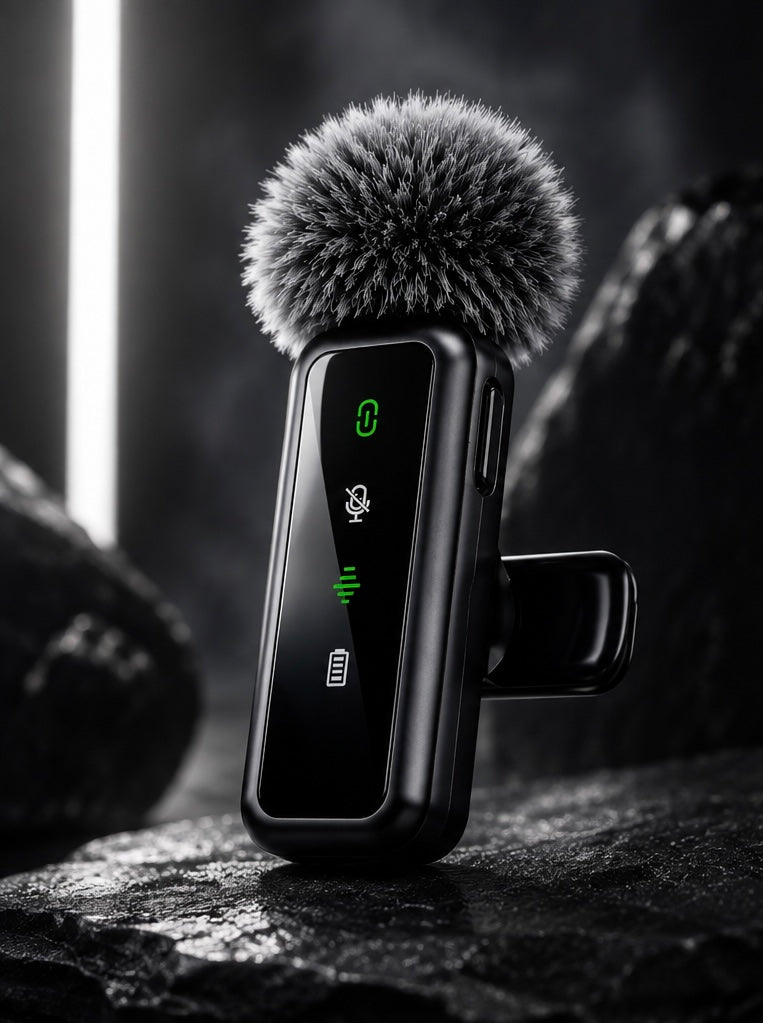 Premium Wireless Lavalier Microphone for iPhone, iPad, Android & PC - Perfect for Live Streaming, Video Recording, Interviews, YouTube, TikTok, and Vlogs (Black)